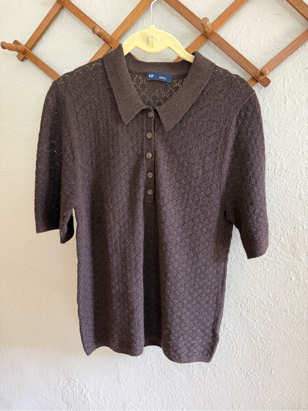 GAP Chocolate Brown Knit Polo Top